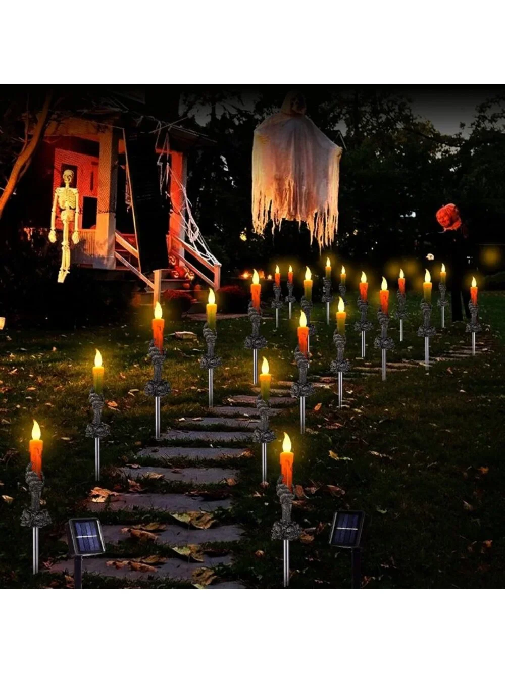 20 Pack Solar Pathway Lights for Halloween Outdoor Decorations - Festive